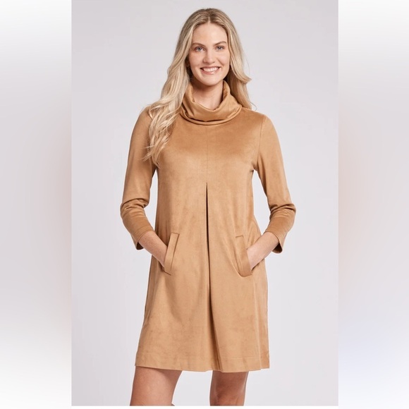 NWT TYLER BOE Faux Suede Kim Cowl Neck Size XS / Can fit small - Pit 19” - Brown - Picture 11 of 11